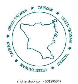 Green Island, Taiwan vector map. Retro vintage insignia with island map. Distressed travel stamp with Green Island, Taiwan text wrapped around a circle and stars.
