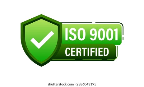 Green ISO 9001 Quality Management Certification Badge Vector stock illustration