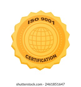Green ISO 9001 Quality Management Certification Badge Vector illustration