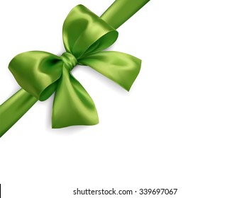 green isoated vector silky bow on on a white background