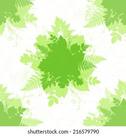 Green isolated foliage silhouettes vector seamless pattern