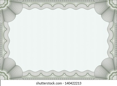 Green isolated frame for certificate, diploma or coupon. Very complex design.