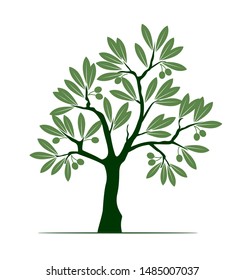 Green Isolated Olive Tree on white background. Vector Illustration and concept pictogram. Plant in garden.