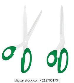 Green isolated scissors. vector illustration