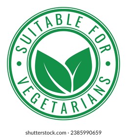 Green Isolated Suitable for Vegetarians stamp sticker with Leaves icon vector illustration