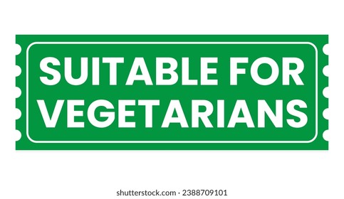 Aislado verde adecuado para boleto vegetariano con ilustración vectorial de pegatinas de sombra
