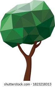 árbol verde aislado de estilo poligonal