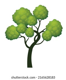Green isolated Tree. Vector outline Illustration.