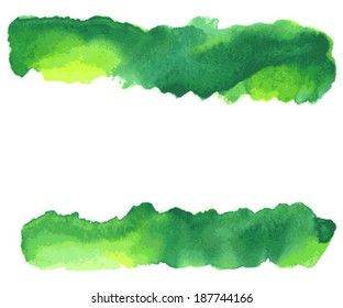 Green isolated watercolor paint. Vector