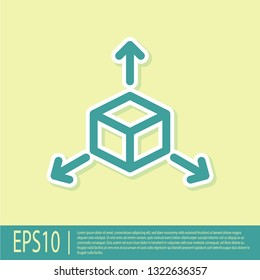 Green Isometric cube icon isolated on yellow background. Geometric cubes solid icon. 3D square sign. Box symbol. Flat design. Vector Illustration