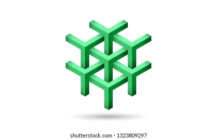 green isometric icon or logo