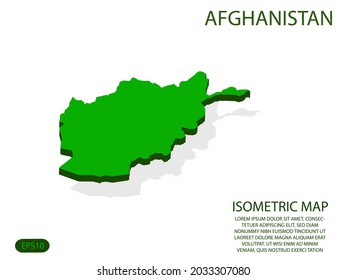 Green isometric map of Afghanistan elements white background for concept map easy to edit and customize. eps 10