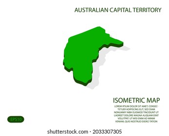 Green isometric map of Australian Capital Territory elements white background for concept map easy to edit and customize. eps 10