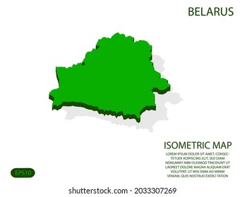 Green isometric map of Belarus elements white background for concept map easy to edit and customize. eps 10