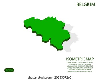 Green isometric map of Belgium elements white background for concept map easy to edit and customize. eps 10