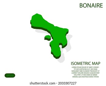 Green isometric map of Bonaire elements white background for concept map easy to edit and customize. eps 10