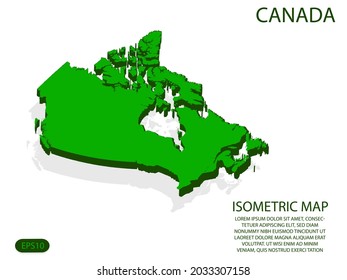 Green isometric map of Canada elements white background for concept map easy to edit and customize. eps 10