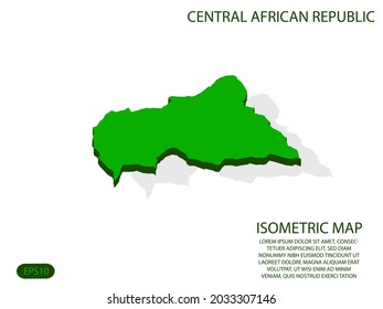 Mapa isométrico verde de los elementos de la República Centroafricana fondo blanco para el mapa conceptual fácil de editar y personalizar. Pasos 10