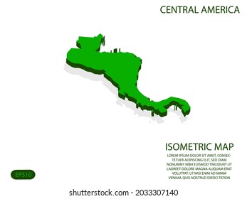 Mapa isométrico verde de los elementos de América Central fondo blanco para el mapa conceptual fácil de editar y personalizar. Pasos 10