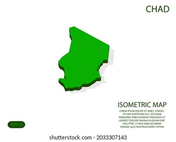 Green isometric map of Chad elements white background for concept map easy to edit and customize. eps 10