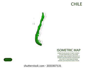Green isometric map of Chile elements white background for concept map easy to edit and customize. eps 10