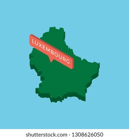 green isometric map of country luxembourg with pointer on blue background. realistic 3d vector concept map easy to edit and customize. eps 10