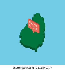 green isometric map of country saint lucia with pointer on blue background. realistic 3d vector concept map easy to edit and customize. eps 10