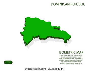 Green isometric map of Dominican Republic elements white background for concept map easy to edit and customize. eps 10
