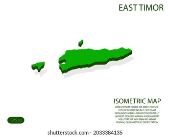 Green isometric map of East Timor elements white background for concept map easy to edit and customize. eps 10