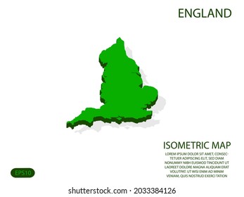 Green isometric map of England elements white background for concept map easy to edit and customize. eps 10
