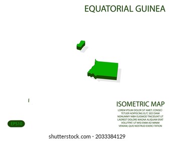 Green isometric map of Equatorial Guinea elements white background for concept map easy to edit and customize. eps 10