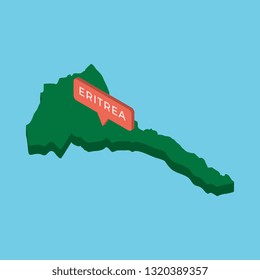 green isometric map of eritrea country with pointer on blue background. realistic 3d vector concept map easy to edit and customize. eps 10