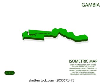 Green isometric map of Gambia elements white background for concept map easy to edit and customize. eps 10