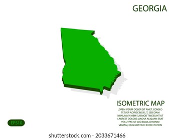 Green isometric map of Georgia elements white background for concept map easy to edit and customize. eps 10