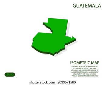 Green isometric map of Guatemala elements white background for concept map easy to edit and customize. eps 10