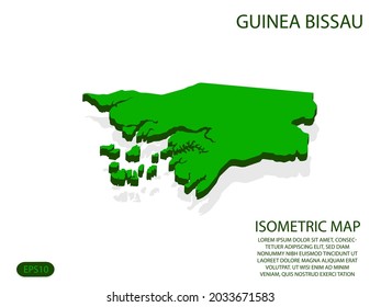 Green isometric map of Guinea Bissau elements white background for concept map easy to edit and customize. eps 10