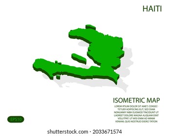 Green isometric map of Haiti elements white background for concept map easy to edit and customize. eps 10