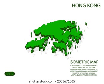 Green isometric map of Hong Kong elements white background for concept map easy to edit and customize. eps 10