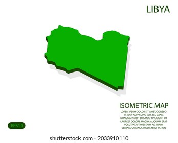 Green isometric map of Libya elements white background for concept map easy to edit and customize. eps 10