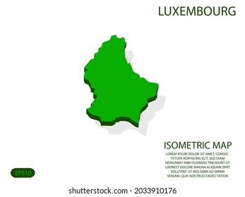 Green isometric map of Luxembourg elements white background for concept map easy to edit and customize. eps 10