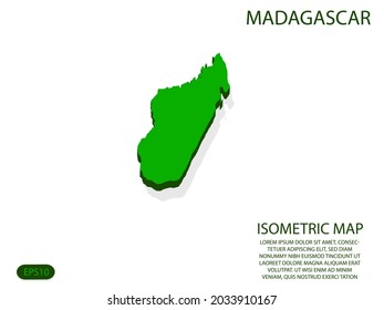 Green isometric map of Madagascar elements white background for concept map easy to edit and customize. eps 10