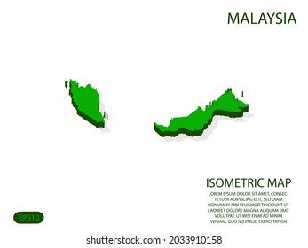 Green isometric map of Malaysia elements white background for concept map easy to edit and customize. eps 10