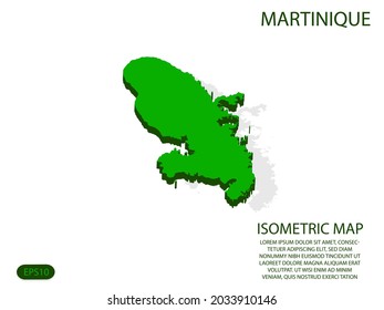 Mapa isométrico verde de fondo blanco de elementos de Martinica para mapa de conceptos fácil de editar y personalizar. Pasos 10
