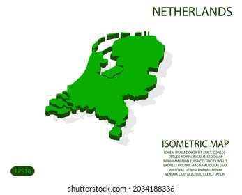 Green isometric map of Netherlands elements white background for concept map easy to edit and customize. eps 10