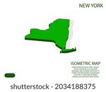 Green isometric map of New York elements white background for concept map easy to edit and customize. eps 10