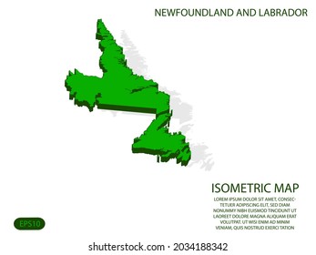 Green isometric map of Newfoundland and Labrador elements white background for concept map easy to edit and customize. eps 10