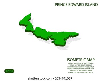 Green isometric map of Prince Edward Island elements white background for concept map easy to edit and customize. eps 10