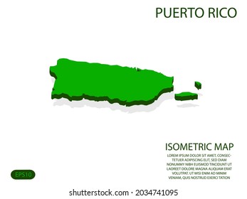 Green isometric map of Puerto Rico elements white background for concept map easy to edit and customize. eps 10