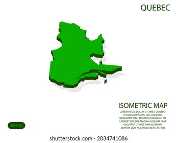 Green isometric map of Quebec elements white background for concept map easy to edit and customize. eps 10