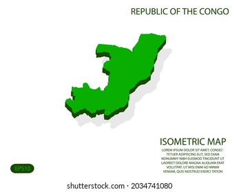 Green isometric map of Republic of the Congo elements white background for concept map easy to edit and customize. eps 10